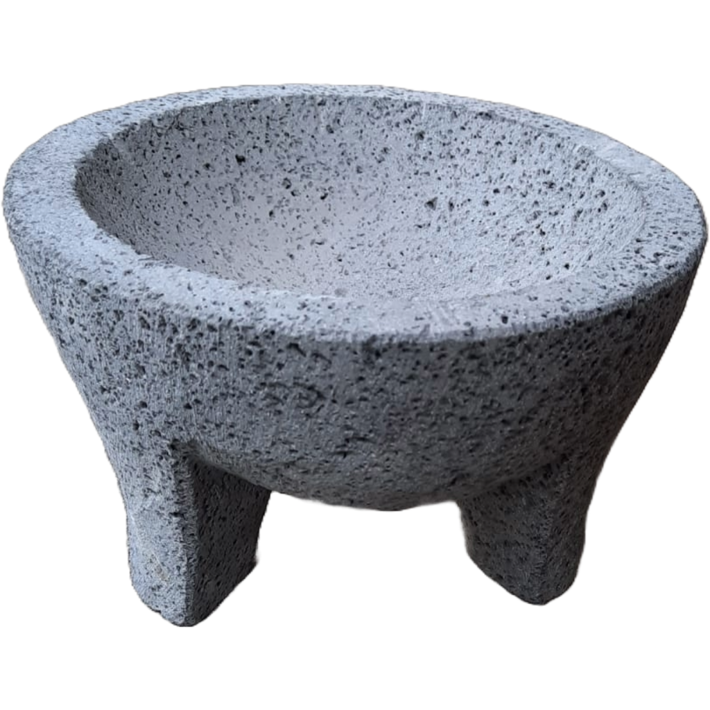 Molcajete Redondo Piedra Negra de 8 Pulgadas con Temolote